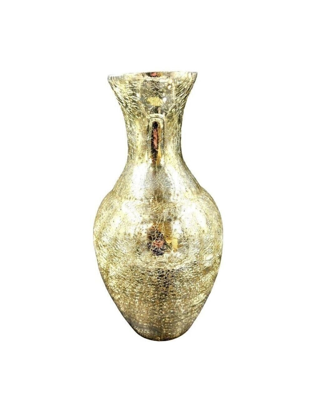 Gold Mirrored backed crackle floral Vase. Mid Century Modern Decor Home Decor Ce